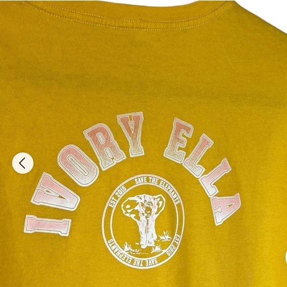 IVORY ELLA 🐘 YELLOW PINK ORGANIC COTTON LONG SLEEVE ELEPHANT T-SHIRT Women’s XXL - Picture 4 of 13